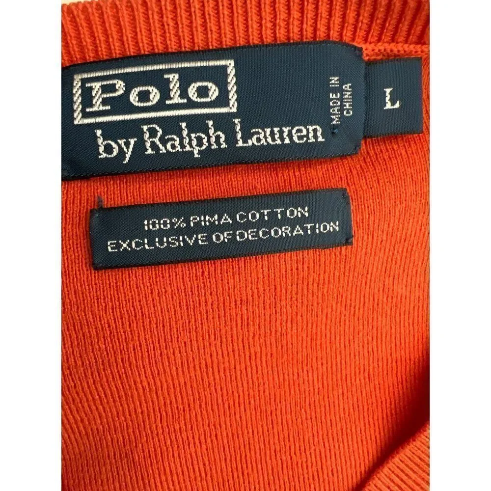 Polo By Ralph Lauren Men Orange Long Sleeve Sweater Size L